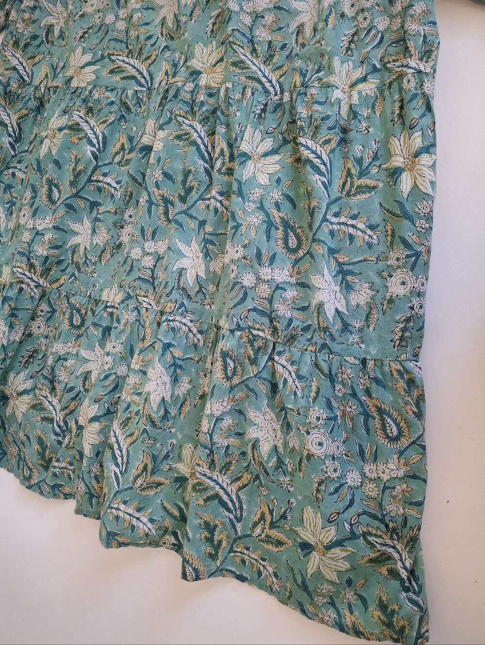 Carla Kiley Boho Floral Block Print Tiered Bishop Sleeve V-neck Dress Size 3XL - Picture 6 of 10